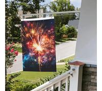 Drapeau de cour double face de 61 cm x 0,9 m pour extérieur/intérieur - Drapeaux brises explosion feu d'artifice - Bannières de bienvenue pour jardin, maison, vacances, décoration d'intérieur, drapeau