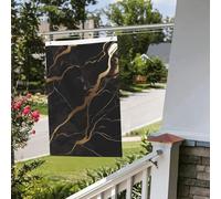 Drapeau de cour double face de 61 cm x 0,9 m pour extérieur/intérieur - Drapeaux de bienvenue en marbre noir et doré - Bannières de bienvenue pour jardin, maison, vacances, décoration de la maison