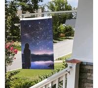 Drapeau de cour double face de 61 cm x 0,9 m pour extérieur/intérieur - Drapeaux de brise pour fille regardant les étoiles - Bannières de bienvenue pour jardin, maison, vacances, décoration de la
