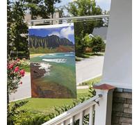 Drapeau de cour double face de 61 cm x 0,9 m pour extérieur/intérieur - Drapeaux Kauai Hawaï - Bannières de bienvenue pour jardin, maison, vacances, décoration de la maison, drapeau de jardin