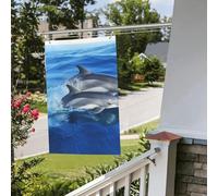 Drapeau de cour double face de 61 cm x 0,9 m pour extérieur/intérieur, famille de dauphins, bannière de bienvenue pour jardin, maison, vacances, décoration d'intérieur, drapeau de jardin