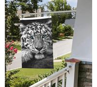 Drapeau de cour double face de 61 cm x 0,9 m pour extérieur/intérieur - Tigre noir et blanc - Bannières de bienvenue pour jardin, maison, vacances, décoration de la maison, drapeau de jardin