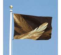 Drapeau de cour double face de 61 x 88,9 cm avec plumes dorées, drapeau de bienvenue pour l'extérieur avec œillets en laiton, drapeau de maison, printemps, été, grand drapeau d'extérieur pour cour