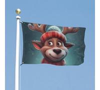 Drapeau de cour double face de 61 x 88,9 cm - Motif cerf portant un chapeau - Drapeau de bienvenue pour l'extérieur - Bannière de vacances avec œillets en laiton - Drapeau de maison pour printemps et