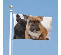 Drapeau de cour double face de 88,9 x 150 cm - Joli bouledogue français - Drapeau de bienvenue pour l'extérieur - Bannière de vacances avec œillets en laiton - Drapeau de maison pour printemps et été