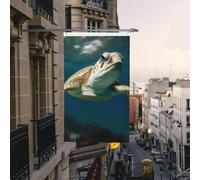 Drapeau de cour double face de 9,6 x 1,5 m pour extérieur/intérieur - Bannière de bienvenue sous-marine pour jardin, maison, vacances, décoration d'intérieur, drapeaux de jardin