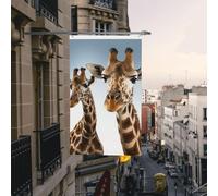 Drapeau de cour double face de 9,6 x 1,5 m pour extérieur/intérieur - Col de girafe - Bannières de bienvenue pour jardin, maison, vacances, décoration d'intérieur, drapeaux de jardin