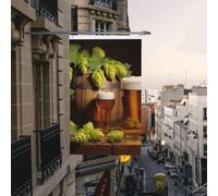 Drapeau de cour double face de 9,6 x 1,5 m pour extérieur/intérieur, drapeau brise, cônes de bière et de houblon, bannières de bienvenue pour jardin, maison, vacances, décoration d'intérieur, drapeaux