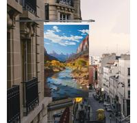 Drapeau de cour double face de 9,6 x 1,5 m pour extérieur/intérieur - Drapeau brise du parc national de Zion - Bannières de bienvenue pour jardin, maison, vacances, décoration d'intérieur, drapeaux de
