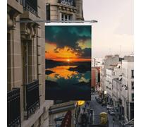 Drapeau de cour double face de 9,6 x 1,5 m pour extérieur/intérieur, drapeau de brise, coucher de soleil, aube, bannières de cour pour jardin, maison, vacances, décoration d'intérieur, drapeaux de
