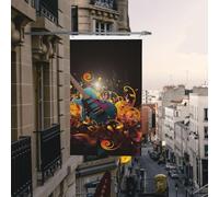 Drapeau de cour double face de 9,6 x 1,5 m pour extérieur/intérieur - Drapeau de brise de musique - Bannières de bienvenue pour jardin, maison, vacances, décoration d'intérieur, drapeaux de jardin