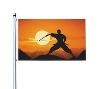 Drapeau de cour double face de 9,6 x 1,5 m pour extérieur/intérieur - Silhouette de karaté - Bannières de bienvenue pour jardin, maison, vacances, décoration d'intérieur, drapeau de jardin