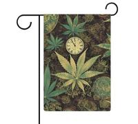 Drapeau de cour double face - Décoration de jardin - 30,5 x 45,7 cm - Printemps été - Saison - Une bouffée à temps - Marijuana - Pour jardin et jardin - Pour l'extérieur et l'extérieur