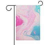 Drapeau de cour double face - Décoration de jardin - 30,5 x 45,7 cm - Printemps été saisonnier - Marbre coloré - Bleu pastel et violet - Pour jardin et extérieur