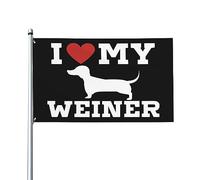 Drapeau De Cour I Love Mon Hot-Dog Drapeau Maison Pour Vacances | 150X90Cm Drapeaux Résistant Éclatantes Drapeaux De Maison Pour Dortoirs Chambres Drapeau De Jardin
