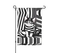 Drapeau de cour imprimé chaton rayé noir et blanc 30,5 x 45,7 cm - Drapeau décoratif pour jardin, terrasse, balcon, jardin, pelouse