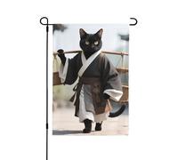 Drapeau de cour imprimé double face Motif chat Go To Market Yard Décoration de porche pelouse 31,8 x 45,7 cm