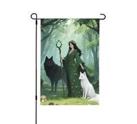 Drapeau de cour Lady And Fox - Bannière imprimée double face - Décoration de fête - 71,1 x 101,6 cm