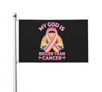 Drapeau De Cour Mon Dieu Est Plus Grand Que Le Cancer Bannières Imprimé Décoratif Drapeau De Festival Pour Chambres Extérieure Plage 90X150Cm