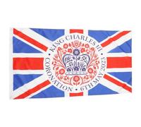 Drapeau de Couronnement Royaux en Polyester pour Jardin Extérieur | Décoration Patriotique aux Couleurs Lumineuses, pour Murs, Porches et Mâts, Usage Maison