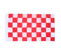 Drapeau de Course à Carreaux en Polyester Rouge Blanc | Bannière Extérieure 96x64 Cm, Décoration Réutilisable pour Murs et Véhicules, Usage Événementiel