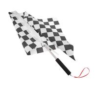 Drapeau de Course à Carreaux Noir et Blanc Bâton en Acier Inoxydable | Décor Rapide, Portatif à Main, Stable au Vent, pour Kart, Voitures, Photo Booth Couleur Aléatoire