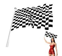 Drapeau de Course à Damier Noir et Blanc - Grande Taille 150x90cm en Polyester Résistant pour Décoration Thème Voiture ou Motos, Anniversaires, Événements Sportifs et Fêtes