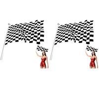 Drapeau de Course à Damier Noir et Blanc - Grande Taille 150x90cm en Polyester Résistant pour Décoration Thème Voiture ou Motos, Anniversaires, Événements Sportifs et Fêtes (Lot de 2)