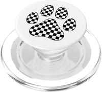 Drapeau de Course Noir et Blanc à Carreaux Pattes de Chien PopSockets PopGrip pour MagSafe
