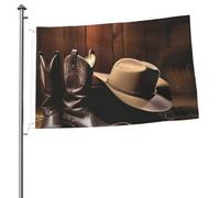 Drapeau de cowboy noir avec bottes occidentales, 61 x 91 cm, drapeaux de jardin, de maison avec œillets en laiton, bannière de vœux qui ne se décolore pas, décoration d'intérieur ou d'extérieur