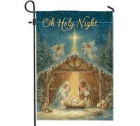 Drapeau de crèche de jardin, anges traditionnels de Noël, étoiles, toile de jute bleue, drapeaux décoratifs double face pour extérieur, terrasse, pelouse, porche, balcon, 30,5 x 45,7 cm