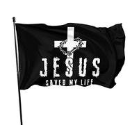 Drapeau de croix chrétien Jésus m'a sauvé la vie 3x5 pieds avec deux œillets en laiton, double couture, couleurs vives, anti-décoloration