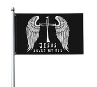 Drapeau de croix chrétien Jésus m'a sauvé la vie 3x5 pieds avec deux œillets en laiton, double couture, couleurs vives, anti-décoloration