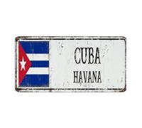 Drapeau de Cuba - Décoration murale en métal pour clôture, garage, buanderie - 15,2 x 30,5 cm