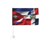 Drapeau de Cuba, drapeau de la République dominicaine, drapeau de voiture, 45,7 x 30,5 cm, à pince pour fenêtre, polyester avec protection UV, couleurs vives, drapeau double face pour voiture (mât no