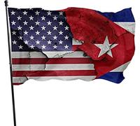 Drapeau de Cuba Drapeau des États-Unis 0,9 x 1,5 m Impression sur un côté Bannière de drapeau de famille de bienvenue