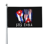 Drapeau de Cuba et des États-Unis Drapeau de Cuba Sos 3x5 pieds avec deux œillets en laiton, double couture, couleurs vives, anti-décoloration