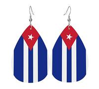 Drapeau De Cuba Femme Boucles D'Oreilles Faux Cuir Pendantes Dangle