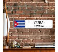 Drapeau de Cuba rétro en métal - Panneau souvenir de la ville de Cuba - Panneau mural rétro en métal - Plaque murale en étain pour chambre à coucher, cour, garage - 10,2 x 45,7 cm