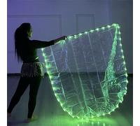 Drapeau de danse lumineux à LED avec poteaux extensibles - Bannières de louange semi-circulaires pour adultes et filles