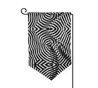 Drapeau de décoration de cour unique - Design personnalisé pour le printemps et le jardin, drapeaux d'extérieur double face en polyester durable pour cour, porche et patio Rayures noires et blanches