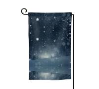 Drapeau de décoration de cour unique - Design personnalisé pour le printemps et le jardin, drapeaux d'extérieur double face en polyester durable pour cour, porche et terrasse Flocons de neige flous