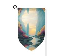 Drapeau de décoration de cour unique - Design personnalisé pour le printemps et le jardin, drapeaux d'extérieur double face en polyester durable pour cour, porche et patio Une petite rivière animée