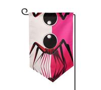Drapeau de décoration de cour unique - Design personnalisé pour le printemps et le jardin, drapeaux d'extérieur double face en polyester durable pour cour, porche et patio araignée à fond rose taille