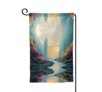 Drapeau de décoration de cour unique - Design personnalisé pour le printemps et le jardin, drapeaux d'extérieur double face en polyester durable pour cour, porche et patio Une petite rivière animée
