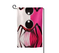 Drapeau de décoration de cour unique - Design personnalisé pour le printemps et le jardin, drapeaux d'extérieur double face en polyester durable pour cour, porche et patio araignée à fond rose taille