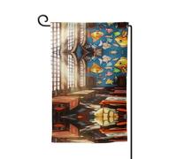 Drapeau de décoration de cour unique - Design personnalisé pour le printemps et le jardin, drapeaux d'extérieur double face en polyester durable pour cour, porche et patio style conte de fées école