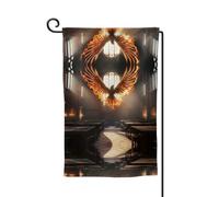 Drapeau de décoration de cour unique - Design personnalisé pour le printemps et le jardin, drapeaux d'extérieur double face en polyester durable pour cour, porche et patio - Phénix sombre - Taille