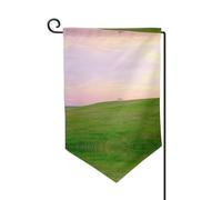 Drapeau de décoration de cour unique - Design personnalisé pour le printemps et le jardin, drapeaux d'extérieur double face en polyester durable pour cour, porche et patio Une colline couverte d'herbe