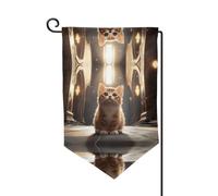 Drapeau de décoration de cour unique - Design personnalisé pour le printemps et le jardin, drapeaux d'extérieur double face en polyester durable pour cour, porche et terrasse Un joli petit chat taille